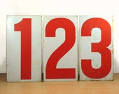 Large Industrial Numbers - Orange on White Metal