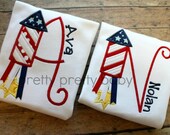pretty fun 4th of July summer firecracker inital shirt