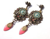 Boho chic earrings - hippie earrings - neon earrings - neon jewelry - bohemian earrings - ibiza chic earrings