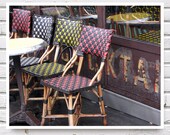 Paris Cafe, 8x10 french europe travel art photography, Red Black Yellow Black Coffee Charis, Home Decor Print