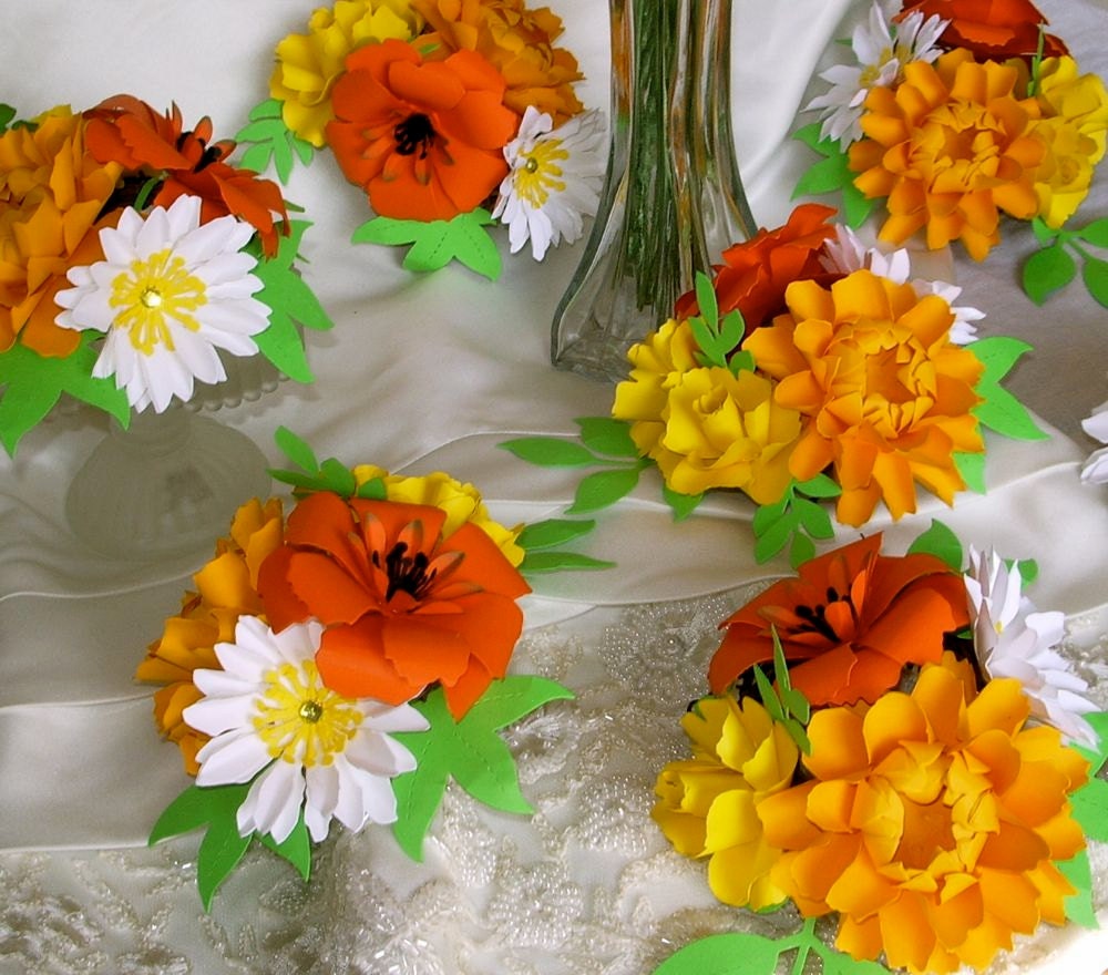 Paper Flowers - 6 Small centerpieces - made to match your style and color scheme