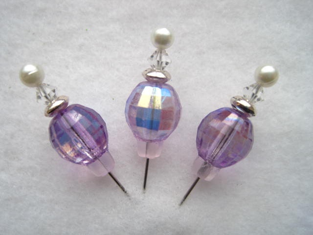 Lilac Lavender Crystal Push Pins