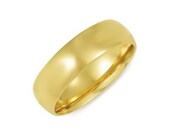 14kt Yellow Gold Wedding Band 6mm Half Dome High Polish Design Custom Made Size 4 5 6 7 8 9