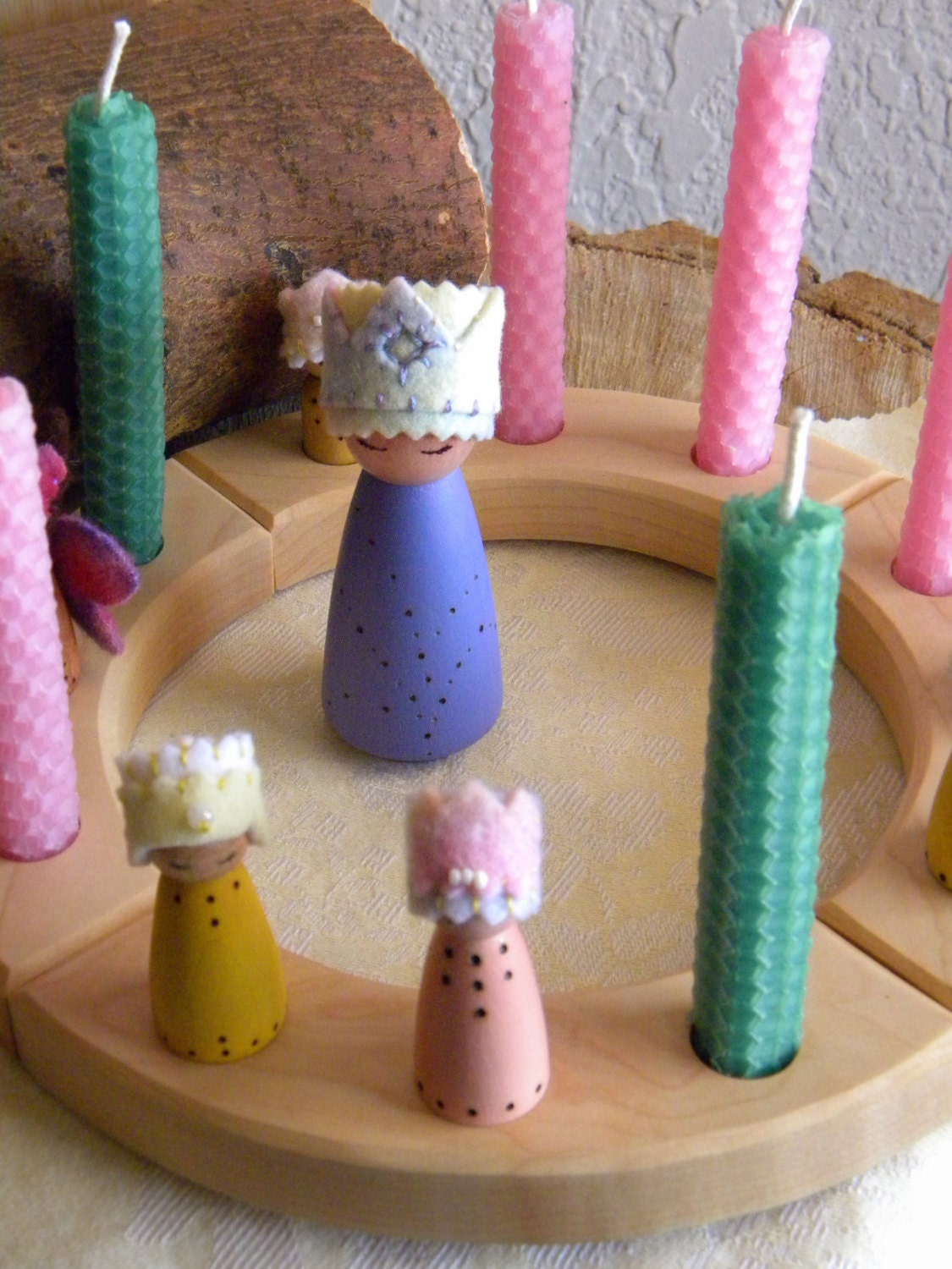 Birthday Doll, Birthday Queen, Waldorf Birthday, Waldorf Gnome, Wooden Doll, Birthday crown, customize