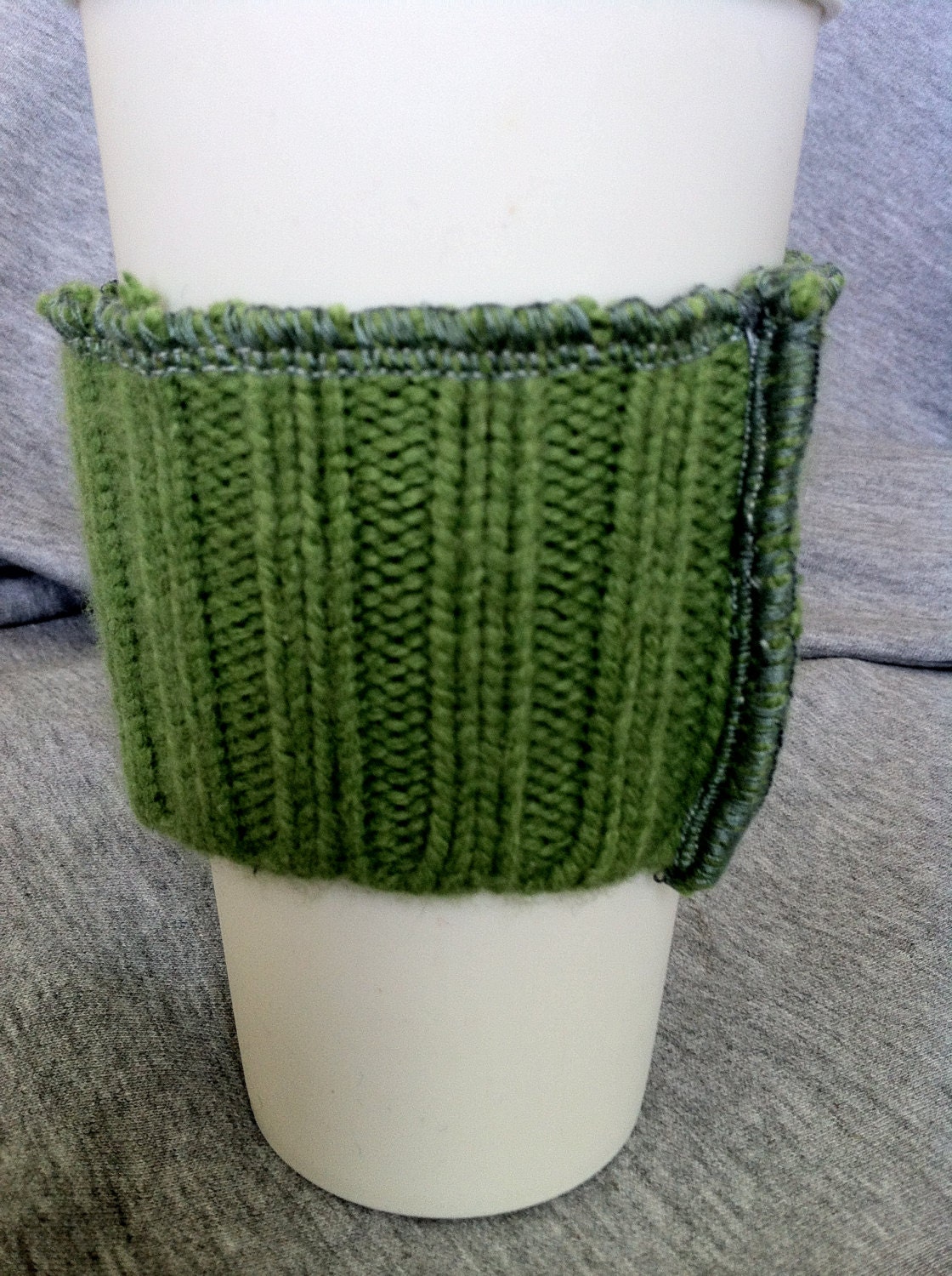 SALE Recycled Wool Sweater Cup Cozy in  Lime Green