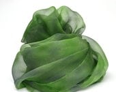 Hand Dyed Silk Scarf  - Green, Grey - ZMFelt