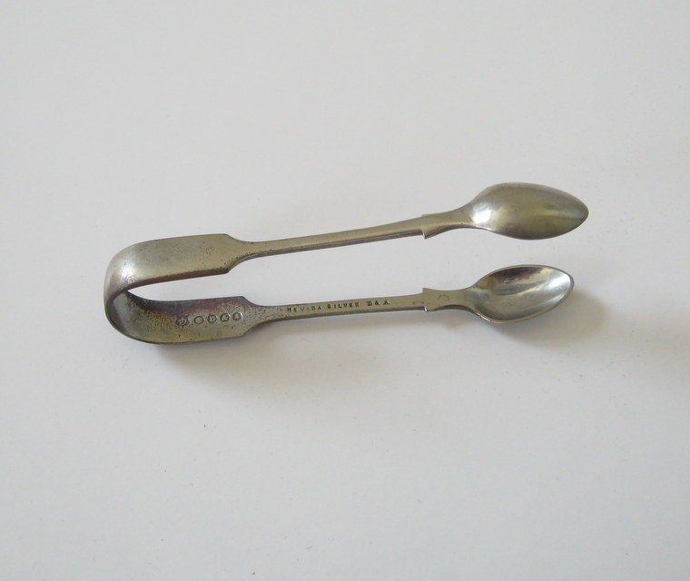 Antique Silver Sugar Tongs Daniel and Arter Birmingham Nevada Silver Collectible