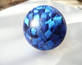 Ornella statement cocktail ring - royal blue confetti lucite disc - eco friendly repurposed vintage