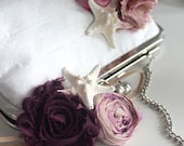 Sugarplum Rose and Pink Lemonade Flowers with Starfish Bridal Clutch for Beach Wedding- Ready to Ship