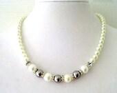 Grey White Children Pearl Necklace White Grey Pearl Necklace Flower Girl Necklace Baptism Gift Wedding Gift Bridal Party Gift