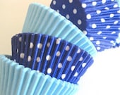 50 Blue Polka Dot Light Blue Combo Standard Cupcake Liners Muffin Baking Cups