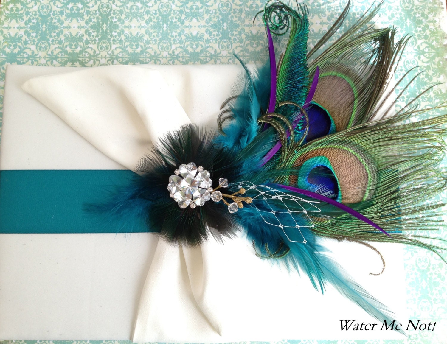 Peacock Wedding-Peacock Guest Book- Lets Customize it to your wedding colors