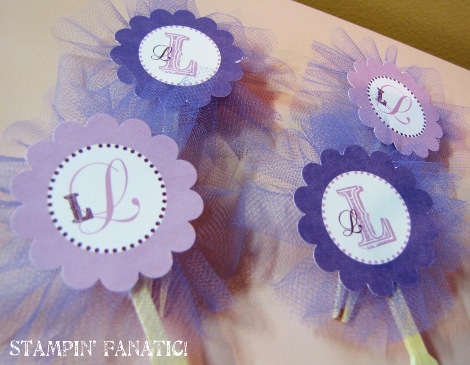 Purple Tulle: Set of 12 Cupcake Toppers. Tulle. Elegant. Ballet. Ballerina. Glitter. Purple. Il_170x135