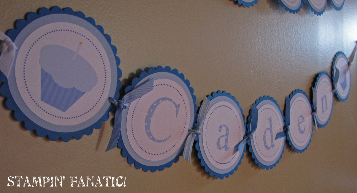 Cupcakes & Polka Dots Collection: Custom Made to Order Large Happy 1st Birthday Banner with cupcakes Il_170x135