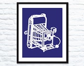 Vintage Camera Digital Print - Blueberry Navy Blue - Modern Contemporary Wall Art  - Home Decor - Under 20