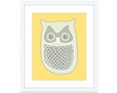Owl Digital Print - Yellow Honey - Nursery Decor Wall Art - Woodland Bird