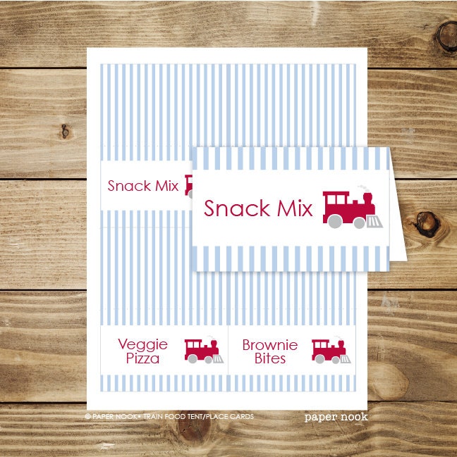 PRINTABLE Train Food Tent Cards/Place Cards