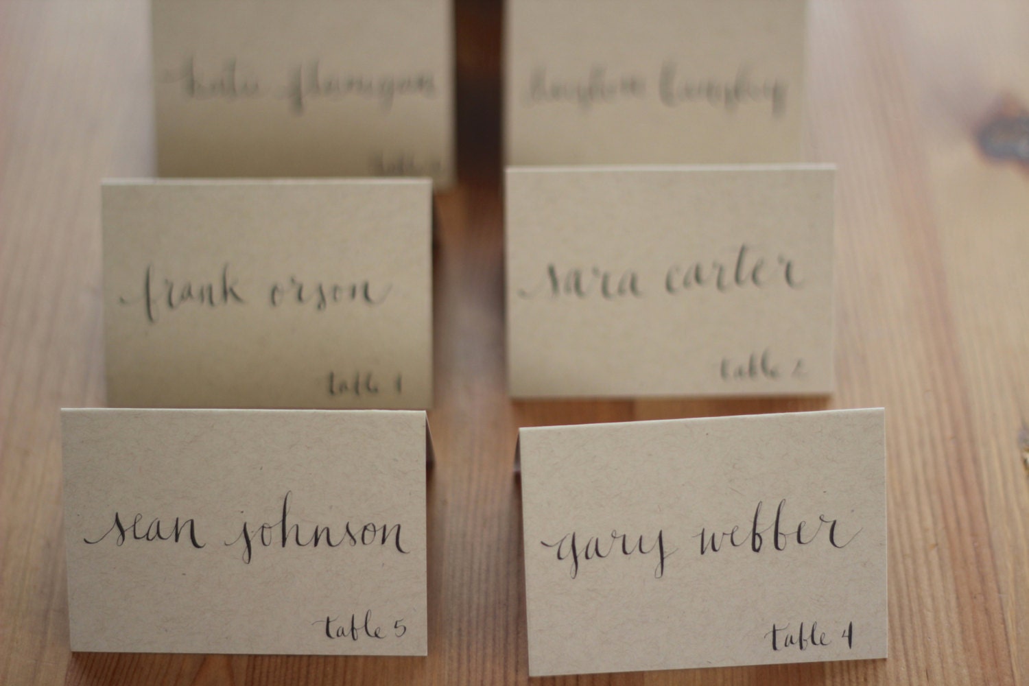 Wedding Name Place, Table, or Escort Cards, Shabby Chic, Kraft Paper: lowercase scripted font