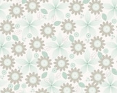 Mint Green and Grey Floral Organic Fabric, Willow By My Minds Eye For Riley Blake Designs, Floral Print in Green, 1 Yard