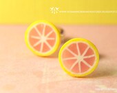 Juicy Grapefruit Slice - Post Earrings