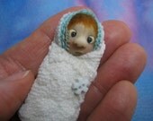 Dilly Swaddled Elfling Baby Elf Infant Bundle OOAK SCULPT by Artist Ann Galvin Coupon Code GOBLINRY
