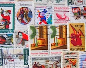 Season's Greetings 50 Vintage US Postage Stamps Philately Christmas Traditional 60s 70s Contemporary XMas Happy Holidays