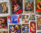 Roman Holiday 50 Vintage Christmas US Worldwide Season's Greetings Postage Stamps Philately XMas Nativity God Jesus Virgin Mary