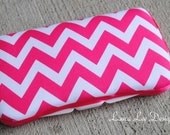 Hot Pink and White Chevron Zig Zag Striped Boutique Style Travel Wipe Case READY TO SHIP