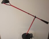 red modernist   desk table  lamp light Stefano CEVOLI architect drafting Italy mid century modern Italian
