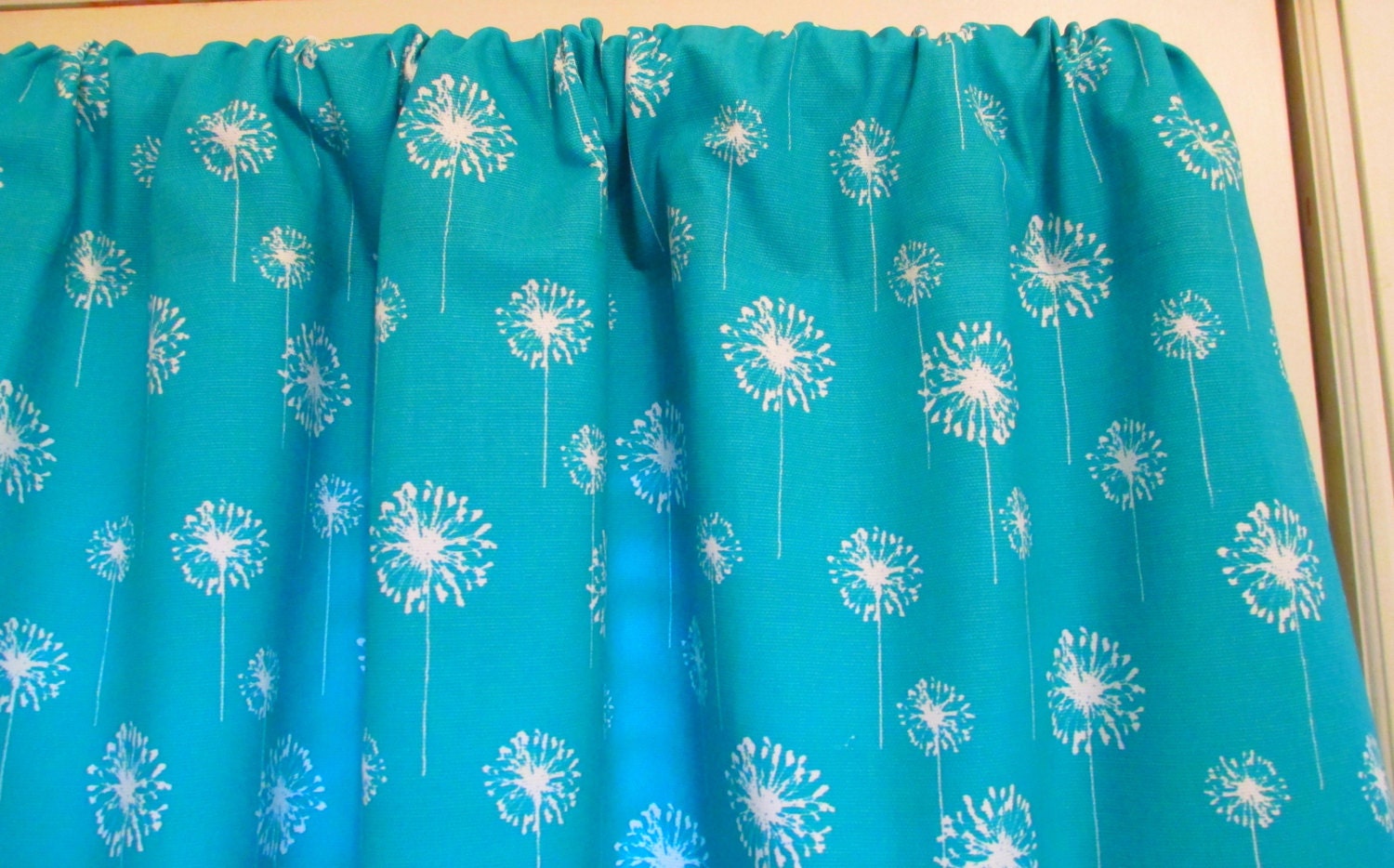 NEW Window CURTAIN Valance Premier Prints Turquoise Dandelion