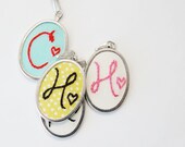 Baby Shower Gift for Mommy to Be. Embroidered Initial Pendant with Heart . Personalized Pendant. NO CHAIN. by merriweathercouncil on Etsy.