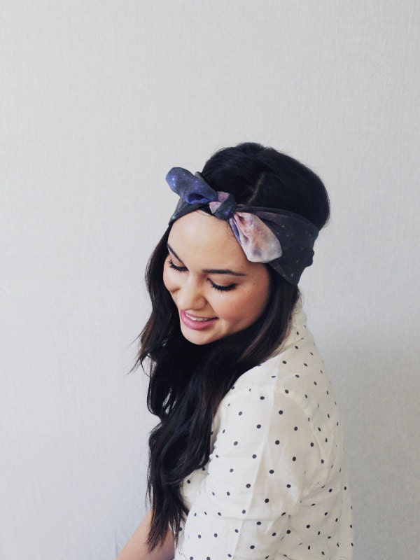 Outer Space digitally printed silk headband scarf wrap