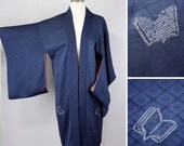 Vintage Silk Kimono Haori Blue & Pink with Shibori Books / Novelty Book Print