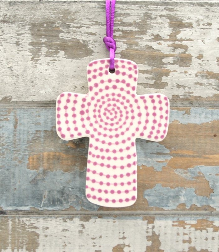 Cross Purple Spiral Dot Design