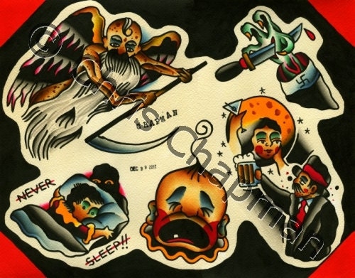 Insomnia n Death n Babies Tattoo Flash