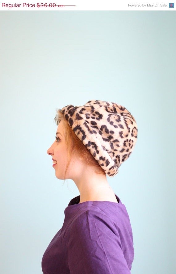 Sale Hat Leopard Print Fur 1960s Vintage 60s Mohair Mod Mad Men Glam