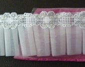 Vintage Wright Sewing Trim..White Ruffled Trim with  White and Silver Floral Design-2 Yards