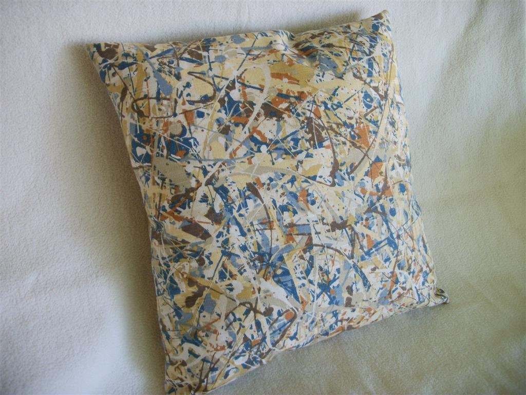Multicolor Splatter Pillow Cover 16 x 16 Blue Yellow Brown Rust Splatter Paint Pattern