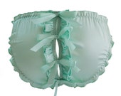 JAYMIE Minty Silk Satin Peek a Boo Bow Knicker  - Bridal Lingerie - free shipping