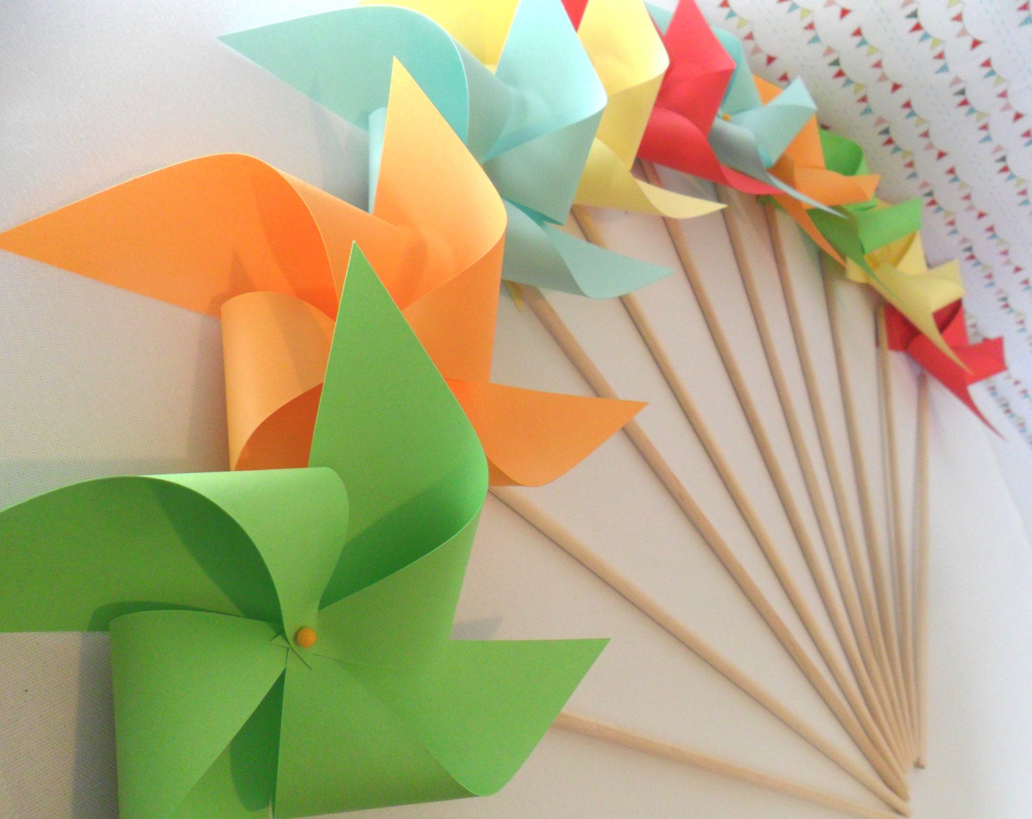 Pinwheels in Solid Colors Custom Made Paper Pinwheel Set of 12 for birthday party baby shower bride and bridal shower wedding party favors Il_170x135