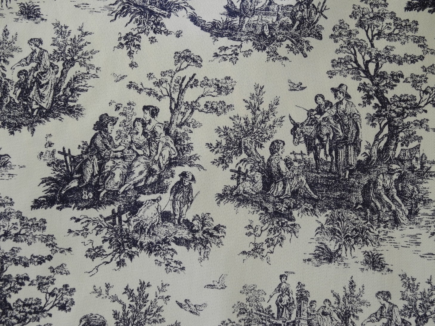 Dark Navy Blue Toile Destash
