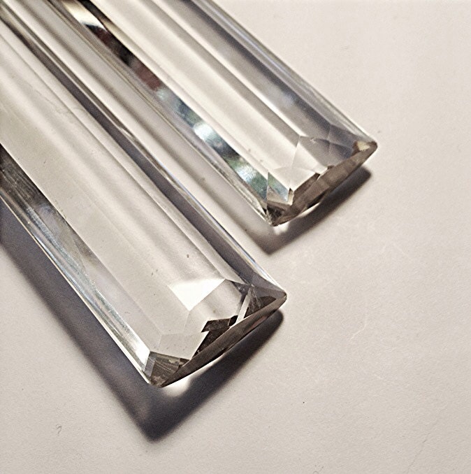 GERMAN Lead Crystal Faceted Chandelier Drops, 7  Inches Long, for Replacement or RePurposing