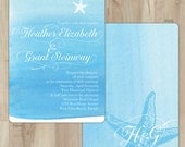 Aqua Beach Wedding Invitation Suite // Deposit // Professionally Printed