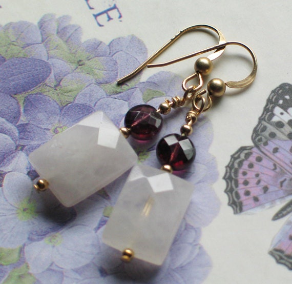 Duchess Garnet and Rose Quartz Earrings