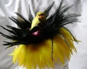 Yellow Finch Bird Feather Fascinator Headband Hat