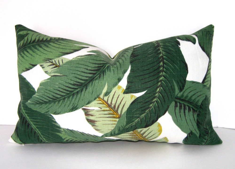 Decorative Designer Pillow Cover 12x18 12x20 or 12x22 inches Lumbar Pillow Tropical Palm Leaves - Accent Pillow - Toss Pillow - Throw Pillow