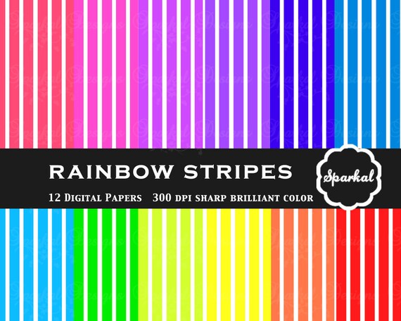 Rainbow Stripe Digital Paper Rainbow Invitation paper Rainbow Digital Paper Rainbow Party Paper Stripes Instant Download paper Il_570xn