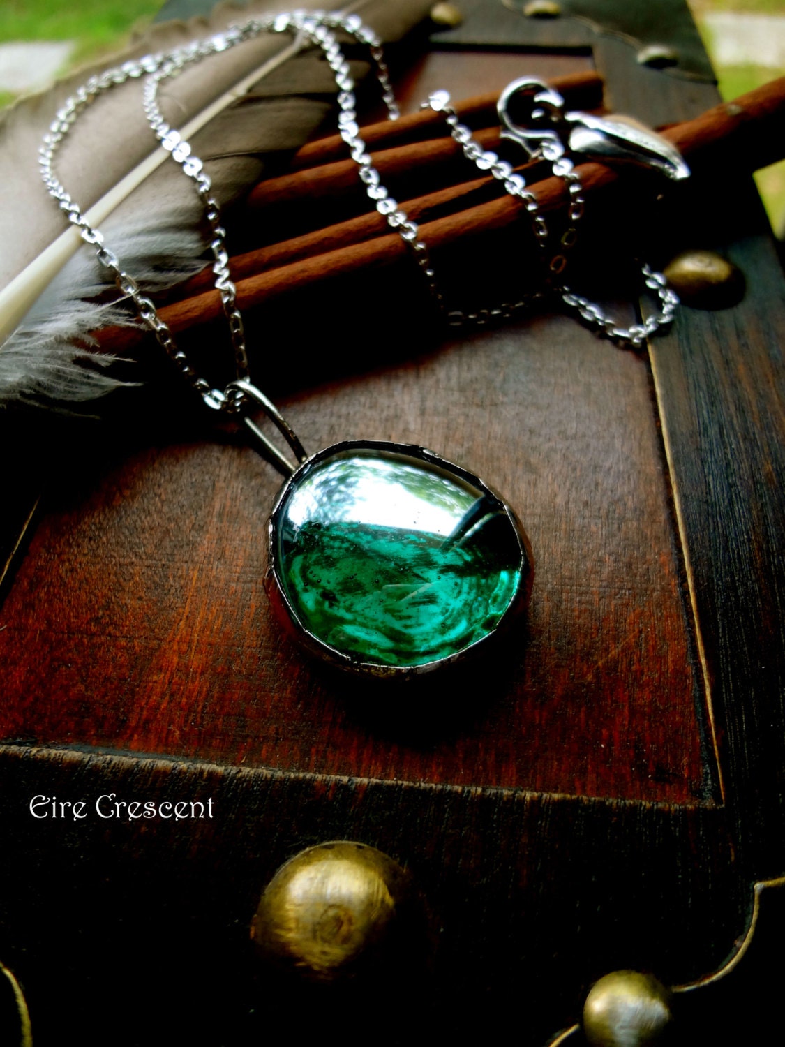 The Seer- Blue Green Glass Necklace