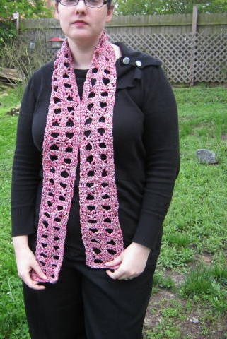 Pink butterfly ribbon scarf