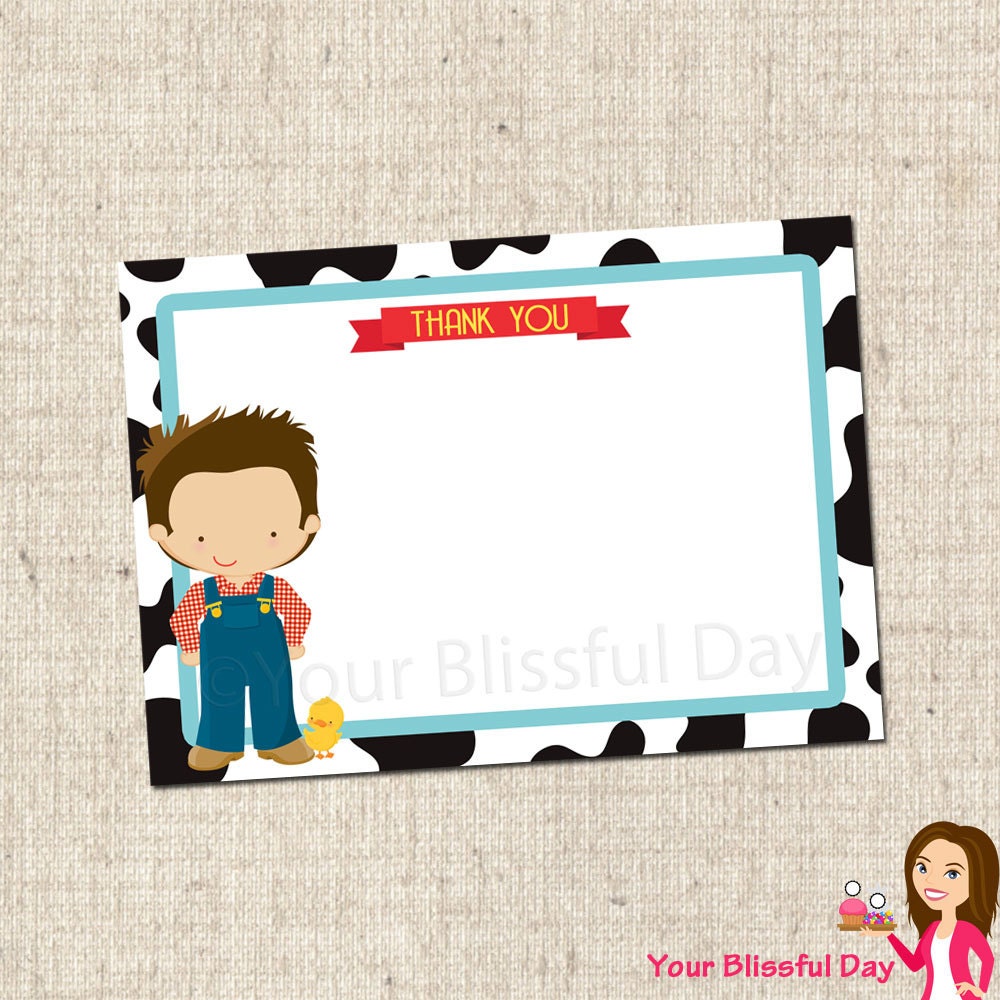 PRINTABLE Boy on the Farm Party Thank You Cards Il_170x135